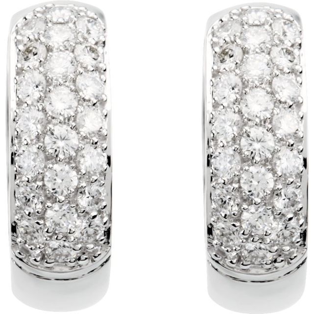 14K White 7/8 CTW Diamond Pav?? Hoop Earrings 2