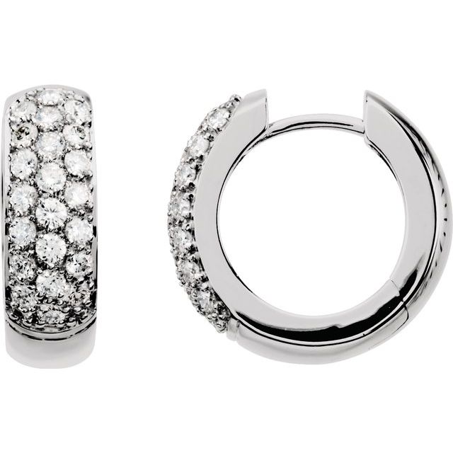 14K White 7/8 CTW Diamond Pav?? Hoop Earrings 1