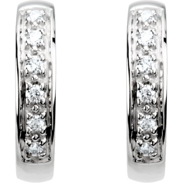 14K White 1/10 CTW Diamond Hoop Earrings 2