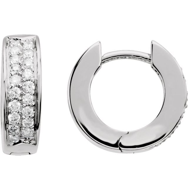 14K White 1/3 CTW Diamond Hoop Earrings 1