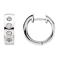 14K White 1/3 CTW Diamond Bezel-Set Hoop Earrings 1