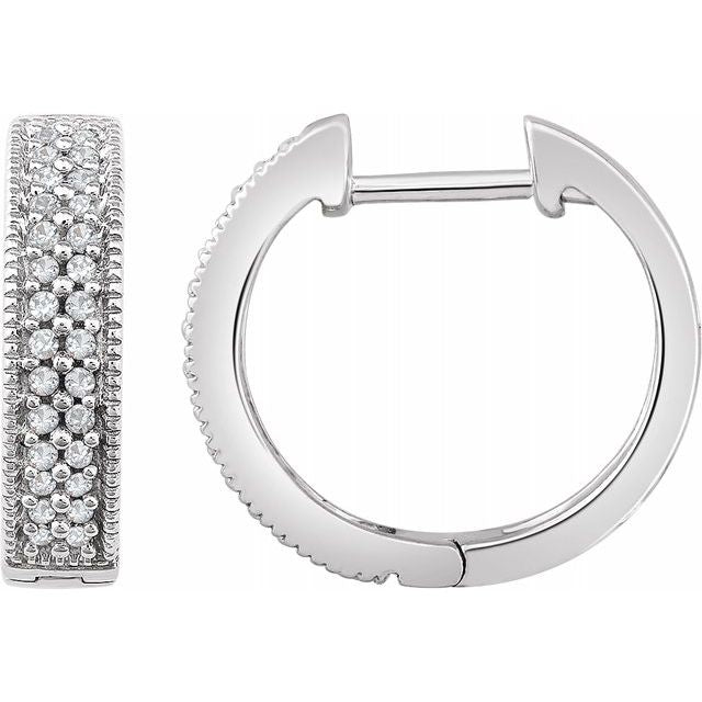 14K White 1/4 CTW Diamond Hoop Earrings 1