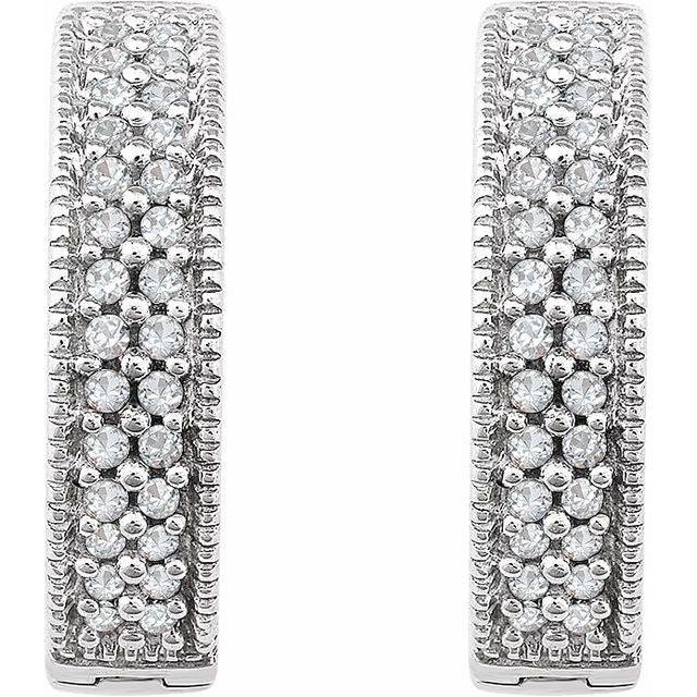 14K White 1/4 CTW Diamond Hoop Earrings 2