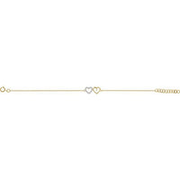 10K Yellow .07 CTW Diamond Double Heart 7" Bracelet 2
