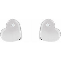 Sterling Silver .015 CTW Diamond Heart Earrings 2