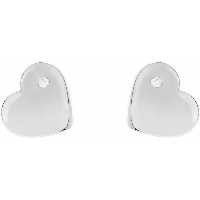 Sterling Silver .015 CTW Diamond Heart Earrings 2