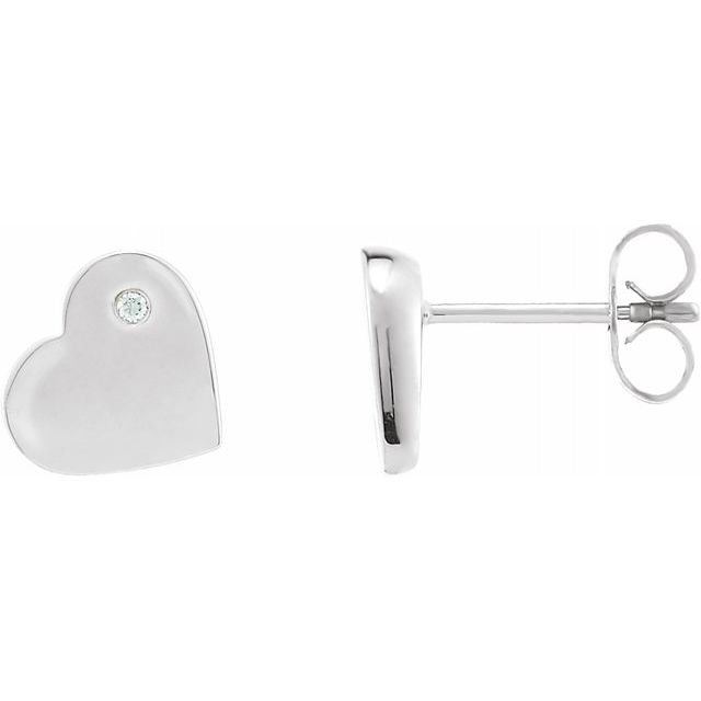 Sterling Silver .015 CTW Diamond Heart Earrings 1