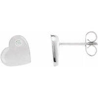 Sterling Silver .015 CTW Diamond Heart Earrings 1