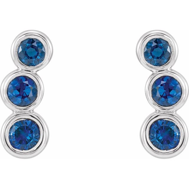 Sterling Silver Imitation Blue Sapphire Ear Climbers 2