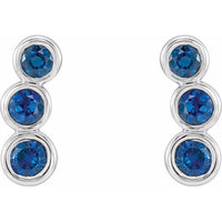 Sterling Silver Imitation Blue Sapphire Ear Climbers 2