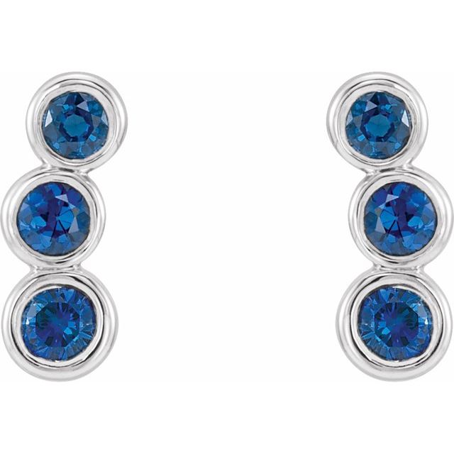 Sterling Silver Lab-Created Blue Sapphire Ear Climbers
