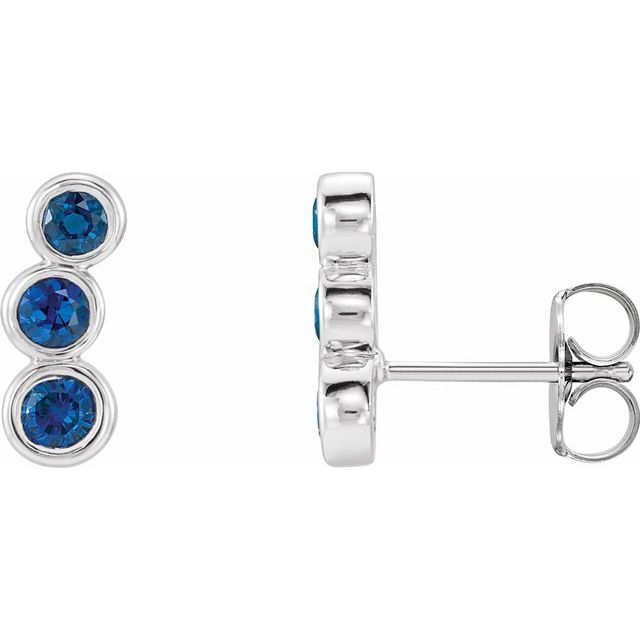 Sterling Silver Imitation Blue Sapphire Ear Climbers 1