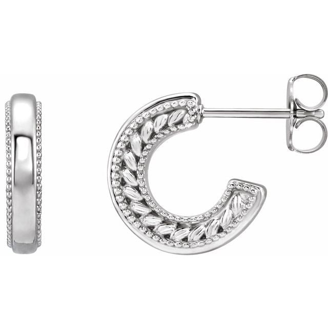 Sterling Silver Floral-Inspired Milgrain Hoop Earrings 1