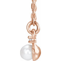 14K Rose Freshwater Cultured Pearl & 1/8 CTW Diamond Bar 16-18" Necklace 2