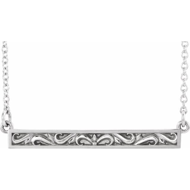 Sterling Silver Sculptural-Inspired Bar 16-18" Necklace 1