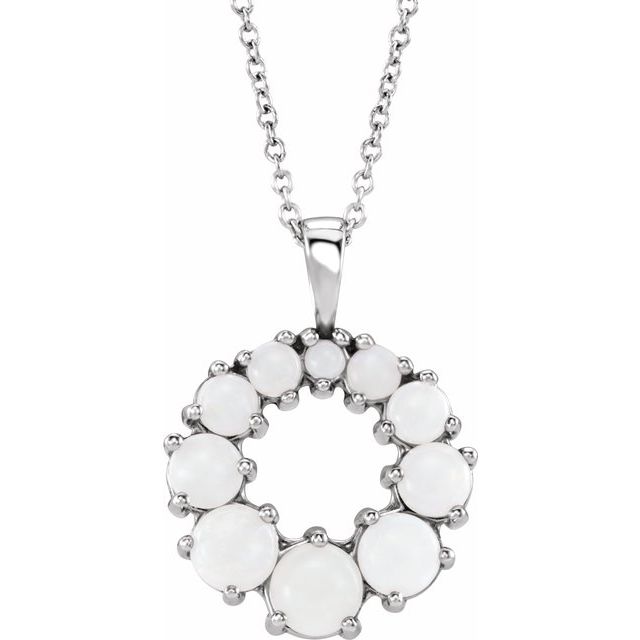 Sterling Silver Opal Halo-Style 18" Necklace 1