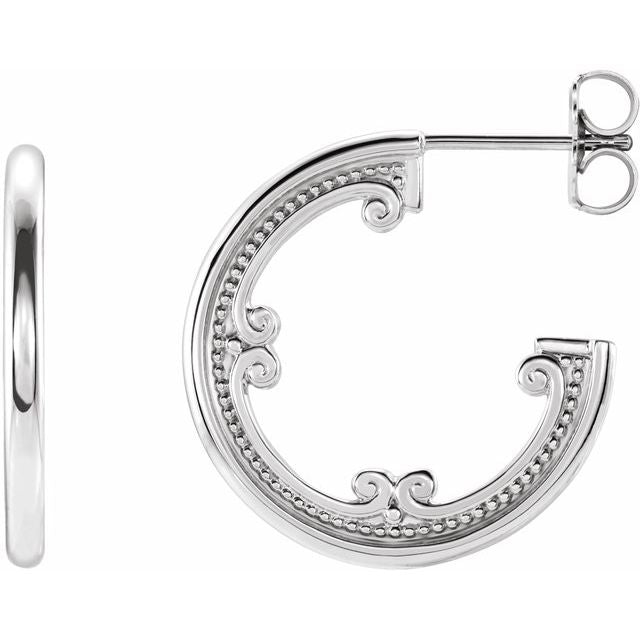 Sterling Silver 20 mm Vintage-Inspired Hoop Earrings 1