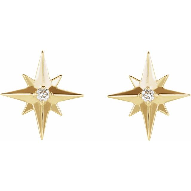 14K Yellow .03 CTW Diamond Star Earrings 2
