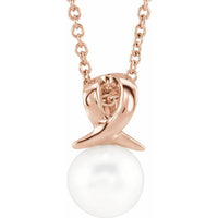 14K Rose Freshwater Cultured Pearl Bypass 16-18" Necklace 1