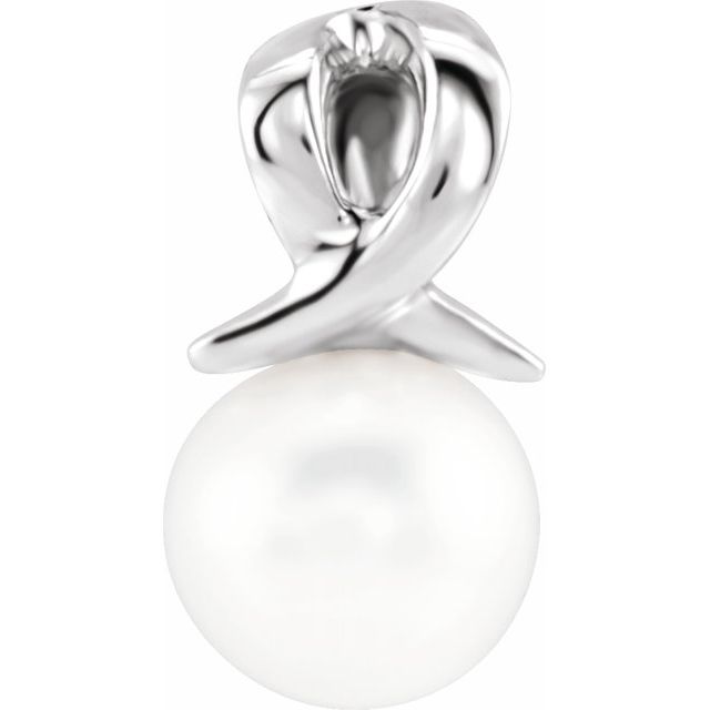 14K White Freshwater Cultured Pearl Bypass Pendant 1