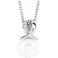 14K White Freshwater Cultured Pearl Bypass 16-18" Necklace 1