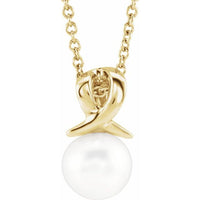 14K Yellow Freshwater Cultured Pearl Bypass 16-18" Necklace 1
