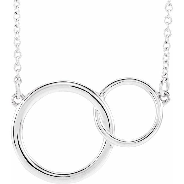Sterling Silver 20x14 mm Interlocking Circle 16-18" Necklace 1