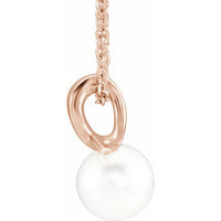 14K Rose Freshwater Cultured Pearl Bypass 16-18" Necklace 2