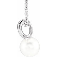 14K White Freshwater Cultured Pearl Bypass 16-18" Necklace 2