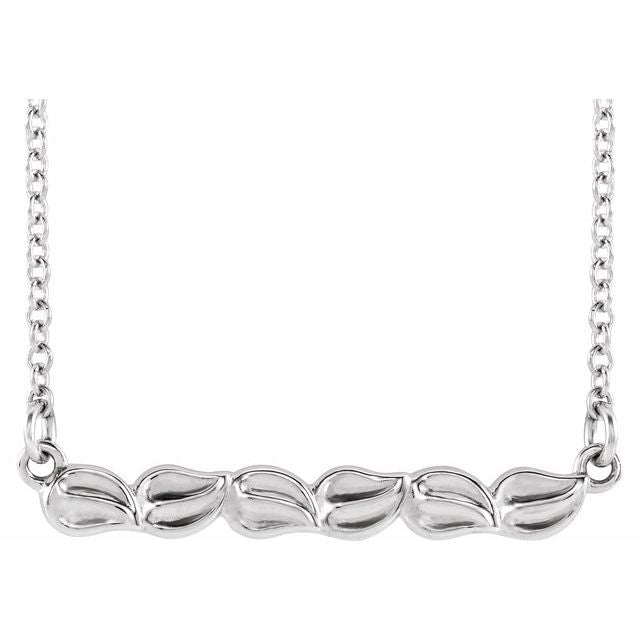 Sterling Silver Leaf Bar 16-18" Necklace 1