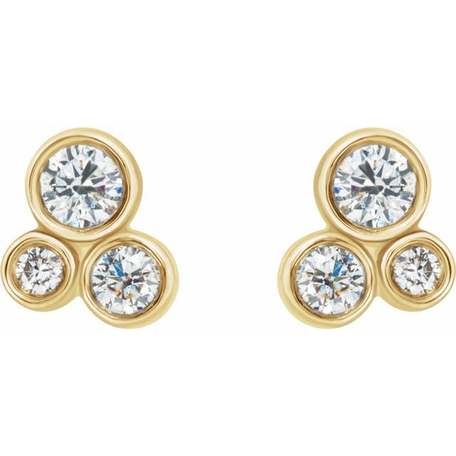 14K Yellow 1/5 CTW Diamond Geometric Cluster Earrings 2