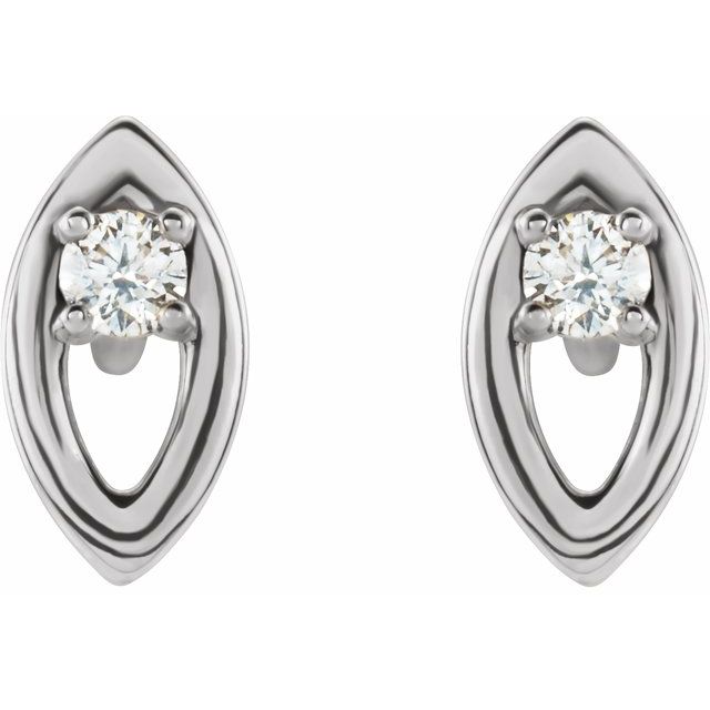Sterling Silver .05 CTW Diamond Solitaire Earrings 2