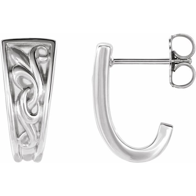 Sterling Silver Vintage-Inspired J-Hoop Earrings 1