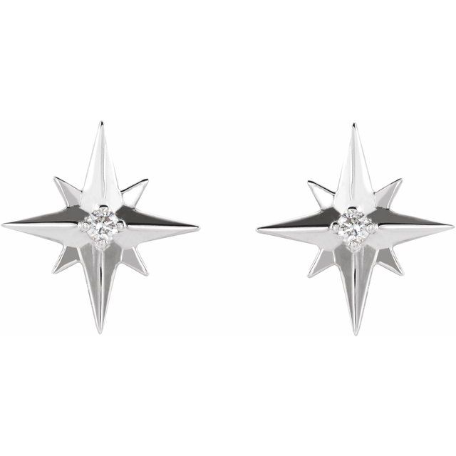 Sterling Silver .03 CTW Diamond Star Earrings 2