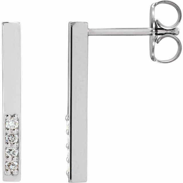 14K White .07 CTW Diamond Geometric Dangle Earrings 1