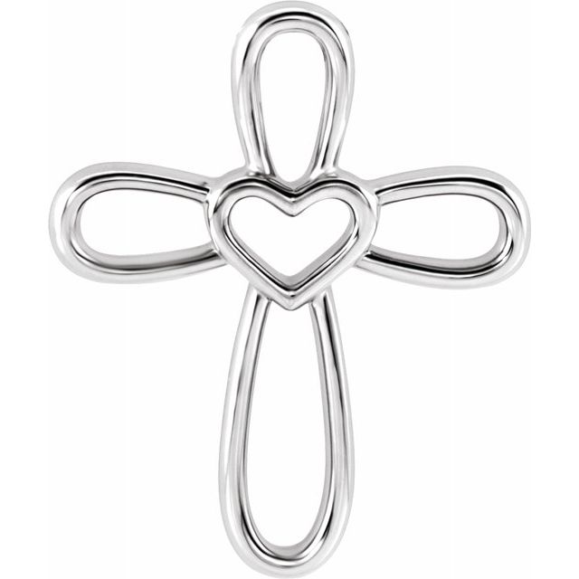 Sterling Silver Cross with Heart Pendant 1
