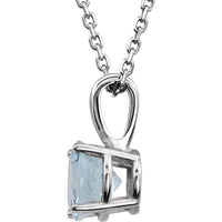 14K White 3 mm Round March Imitation Aquamarine Youth Birthstone 14" Necklace 2