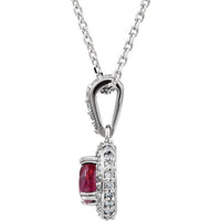 14K White Gold Natural Ruby & 1/5 CTW Natural Diamond 18" Necklace