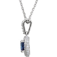 14K White Gold Natural Blue Sapphire & 1/5 CTW Natural Diamond 18" Necklace