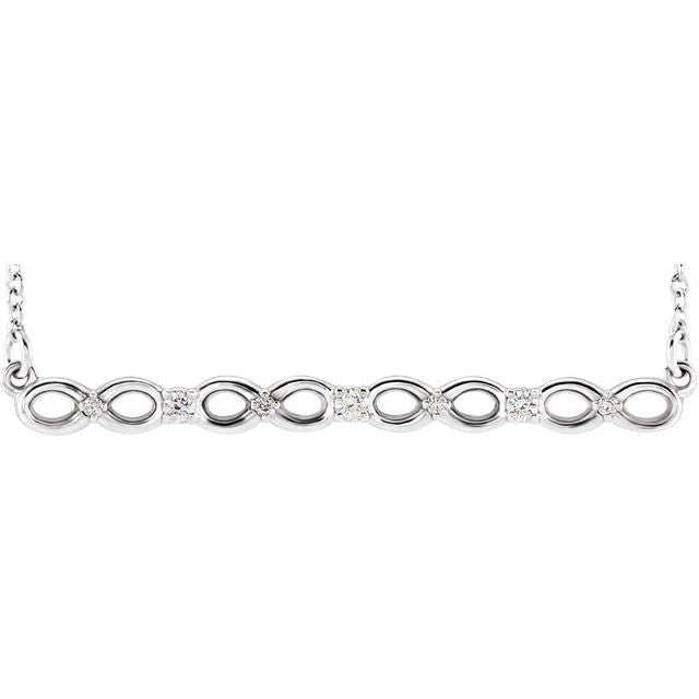 Sterling Silver .08 CTW Diamond Infinity-Inspired Bar 16-18" Necklace 1