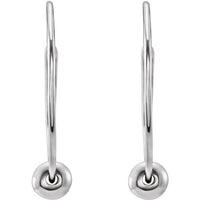 14K White Gold Youth Hoop Earrings with Bead