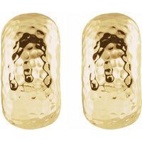 14K Yellow 15.2x7.9 mm Hammered J-Hoop Earrings 4