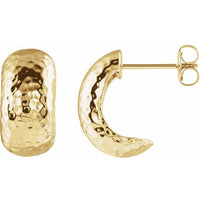 14K Yellow 15.2x7.9 mm Hammered J-Hoop Earrings 3