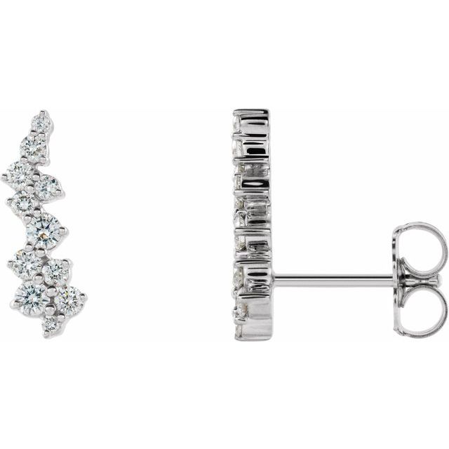 14K White 3/8 CTW Diamond Ear Climbers 1