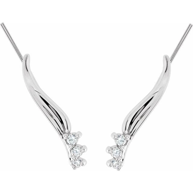14K White 1/6 CTW Diamond Ear Climbers 2