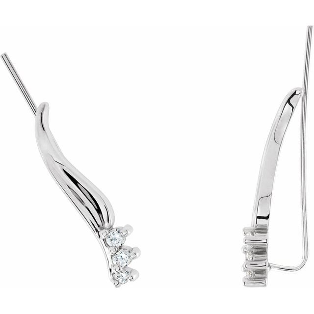 14K White 1/6 CTW Diamond Ear Climbers 1