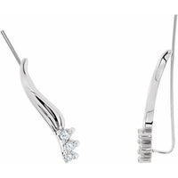 14K White 1/6 CTW Diamond Ear Climbers 1