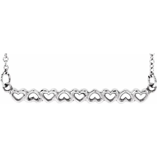 Sterling Silver Heart Bar 16-18" Necklace 1