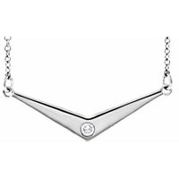 Sterling Silver .03 CTW Diamond Solitaire "V" 18" Necklace 1