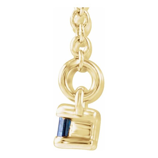 14K Yellow Lab-Created Blue Sapphire & 1/5 CTW Diamond Bar 16-18" Necklace
